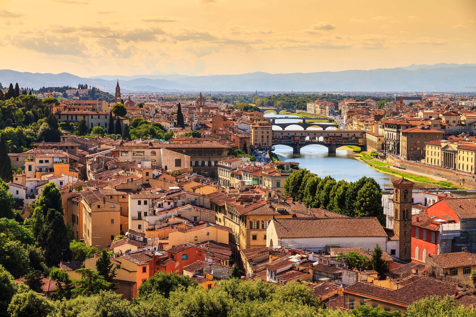 Florence panorama with Ponte Vecchio and Arno river