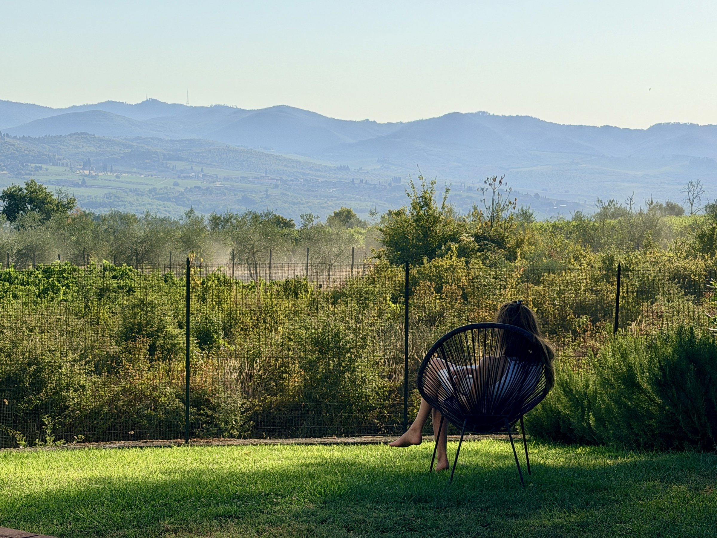 Quiet moment in the garden with a view over the Chianti hills