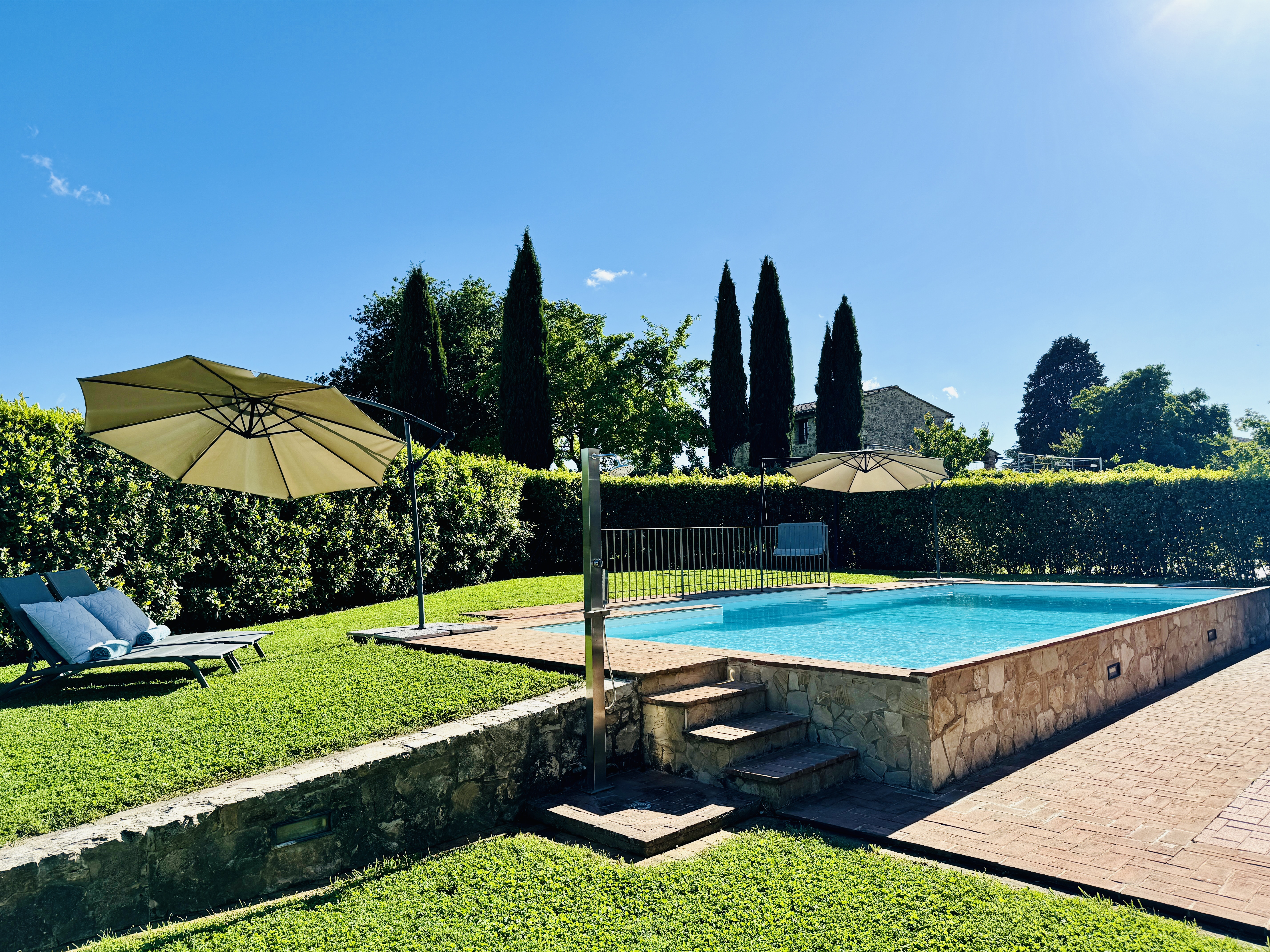 Pool with Italian cypress trees