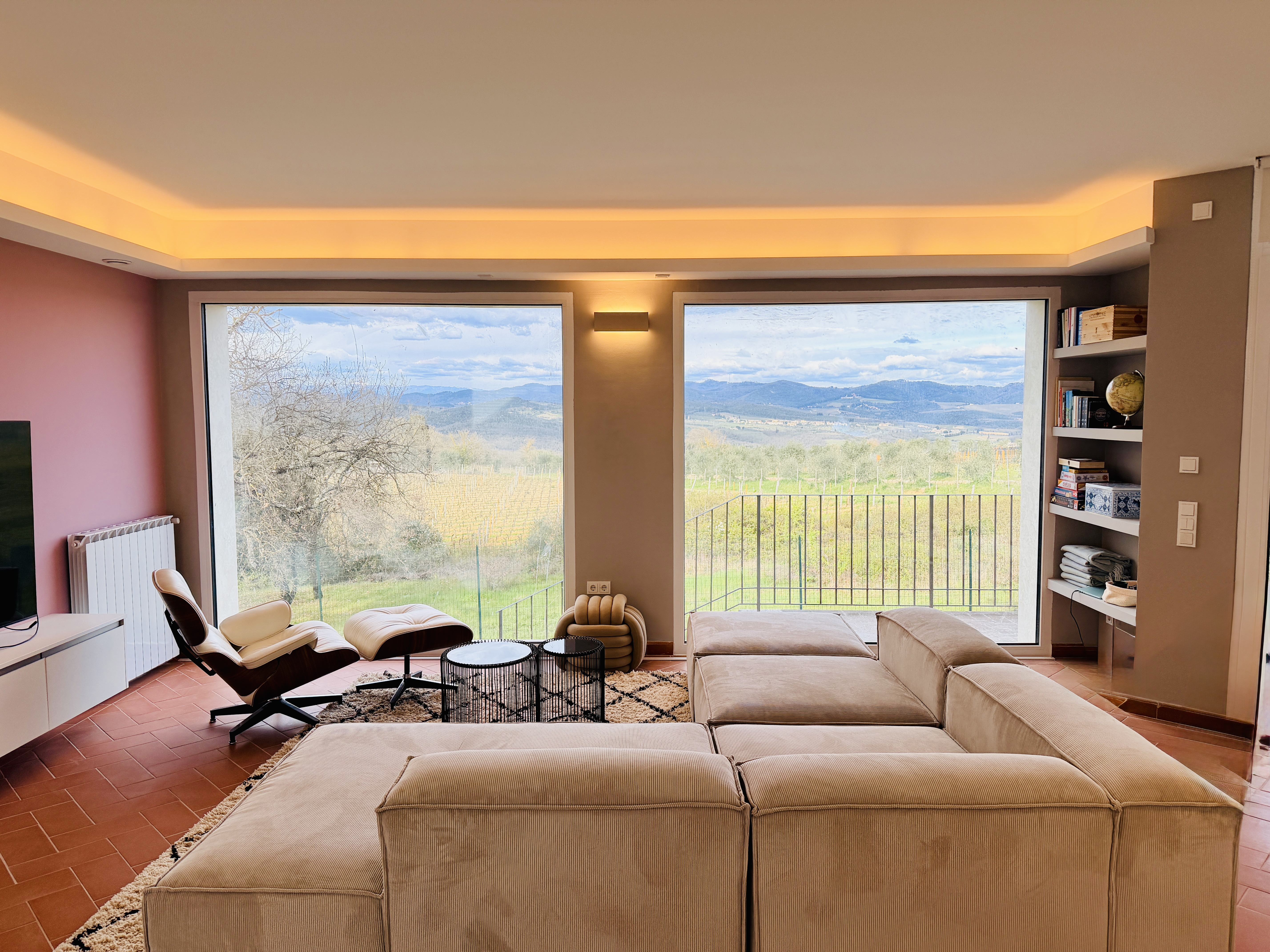 Living room with Castello di Brolio view