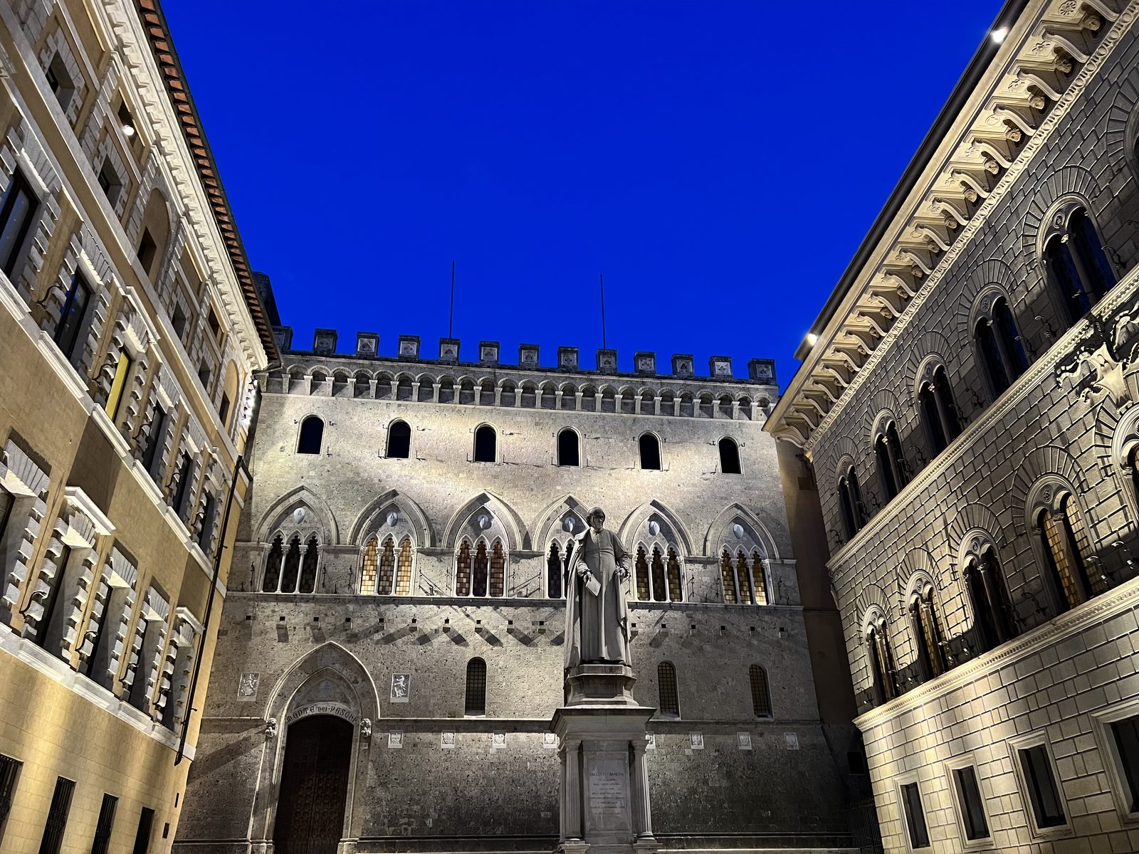Siena medieval architecture at night